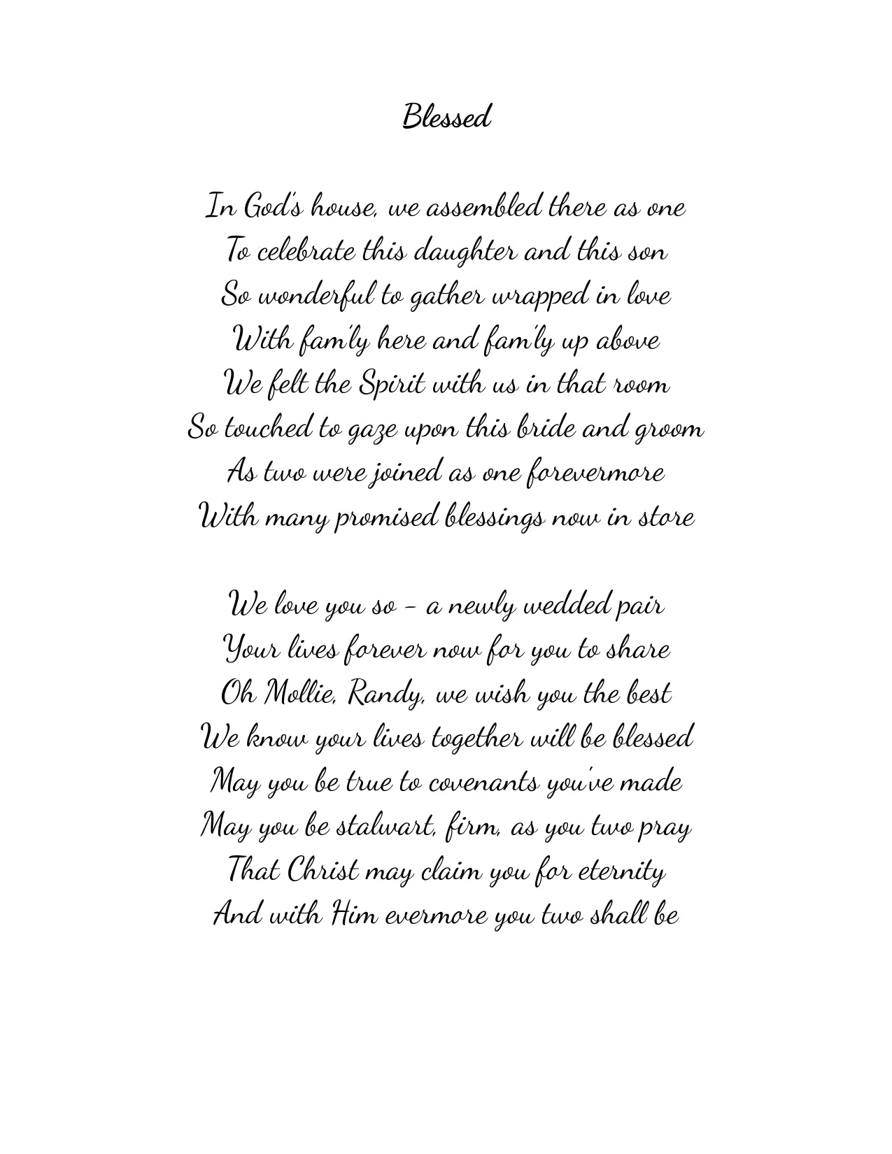 Temple Wedding Poem