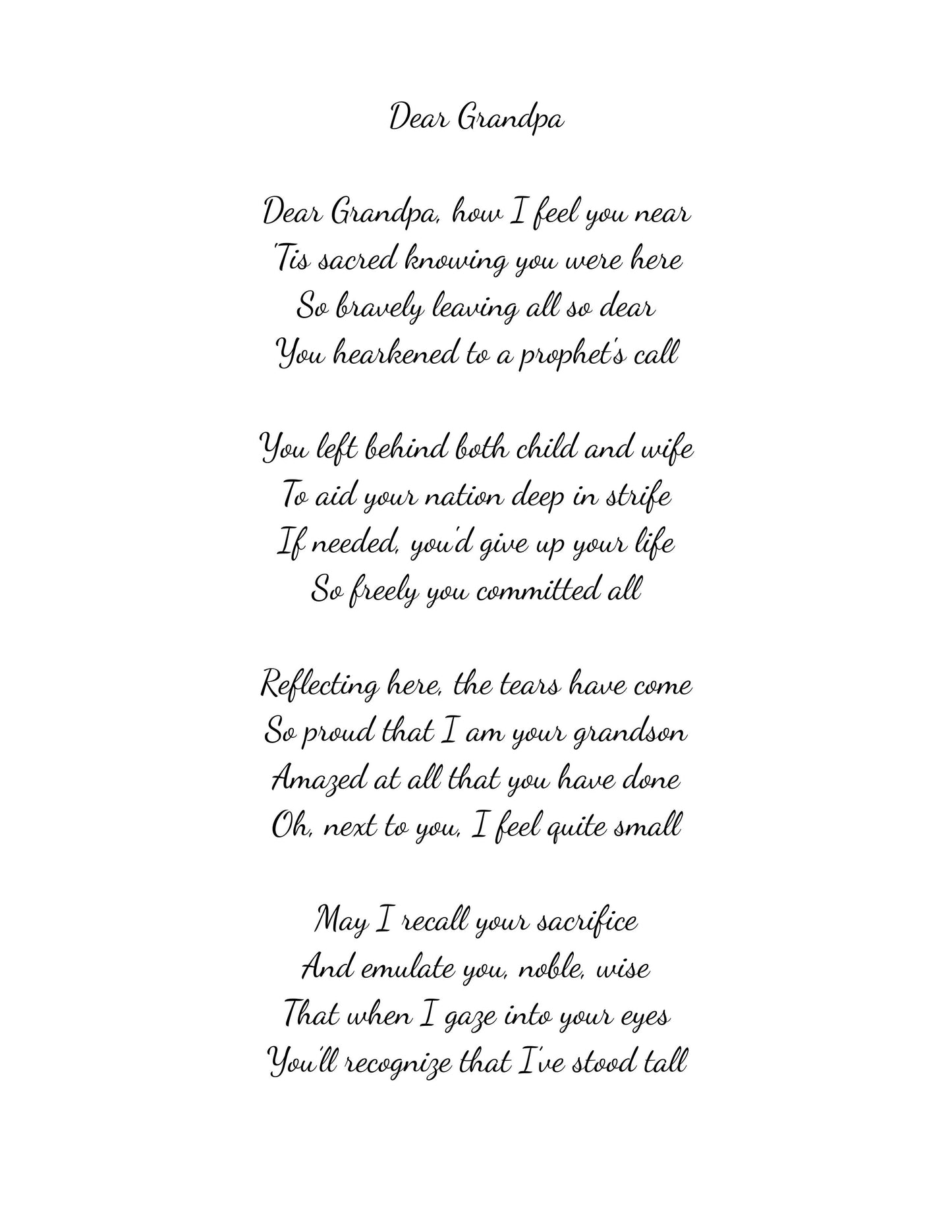 Ancestor / Family History Poem