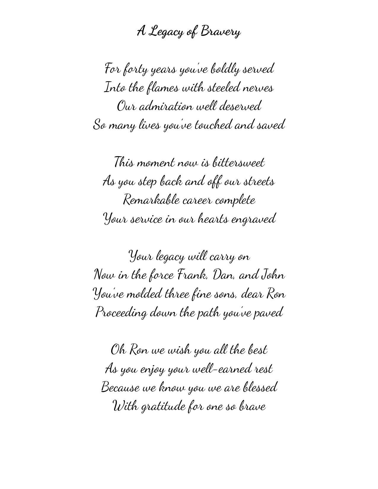 Retirement Poem